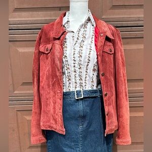 Rust Suede Button-Up Jacket